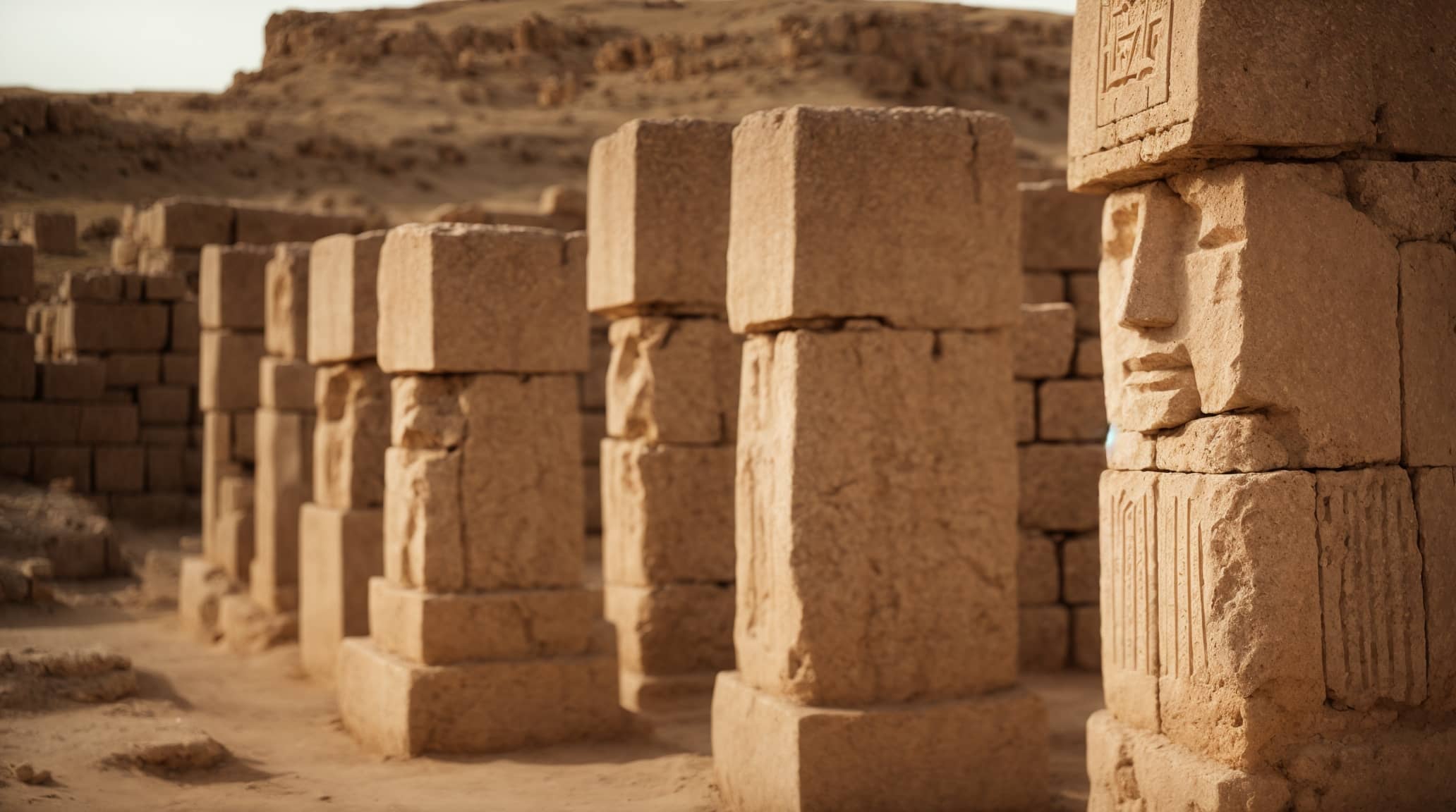 T-shaped limestone pillars
