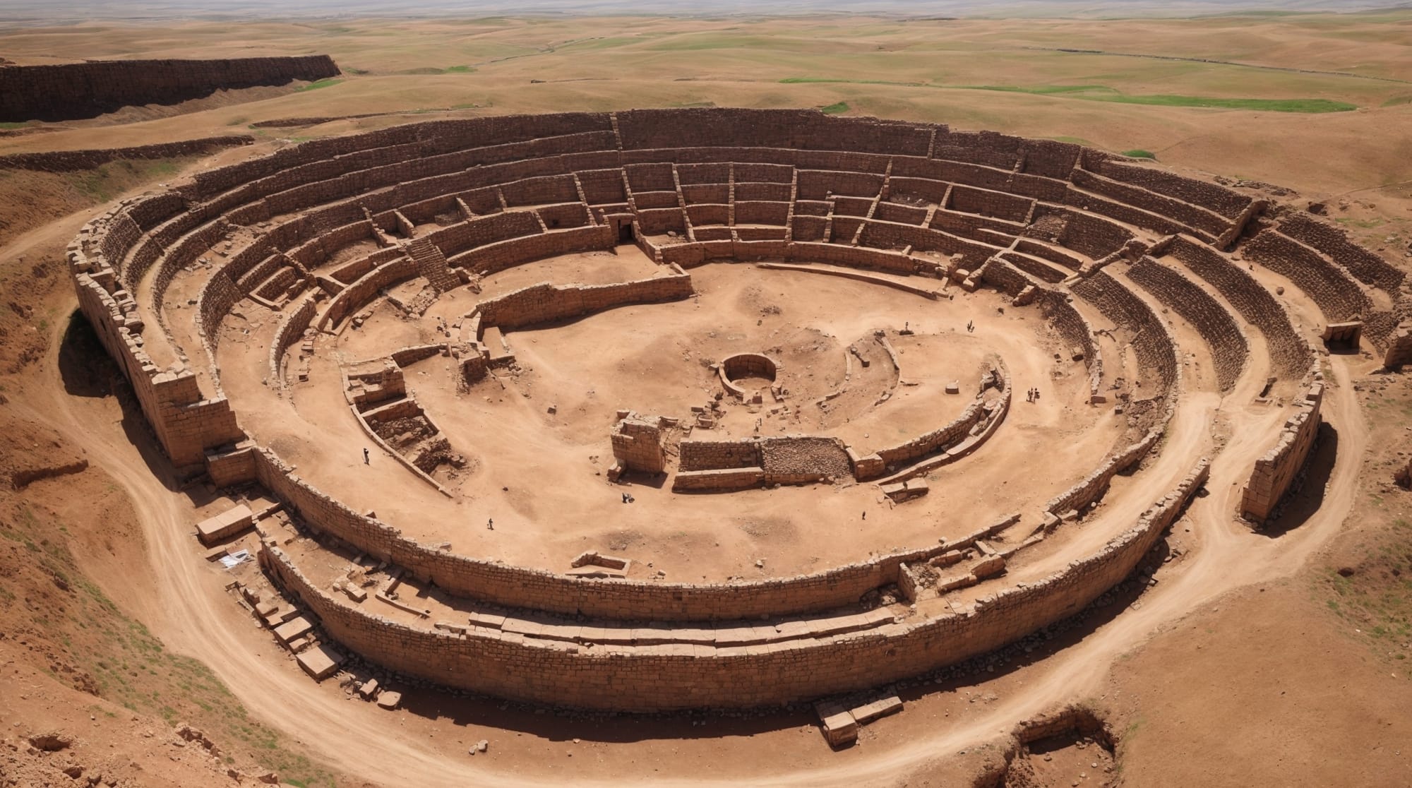 aerial view An aerial view showing the layout and scale of Göbeklitepe's circles