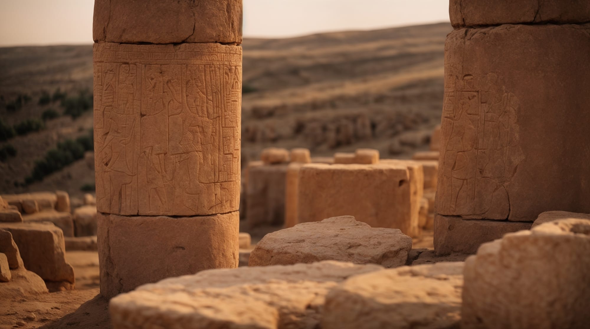 ancient carvings carved animal figures on the pillars of Göbeklitepe
