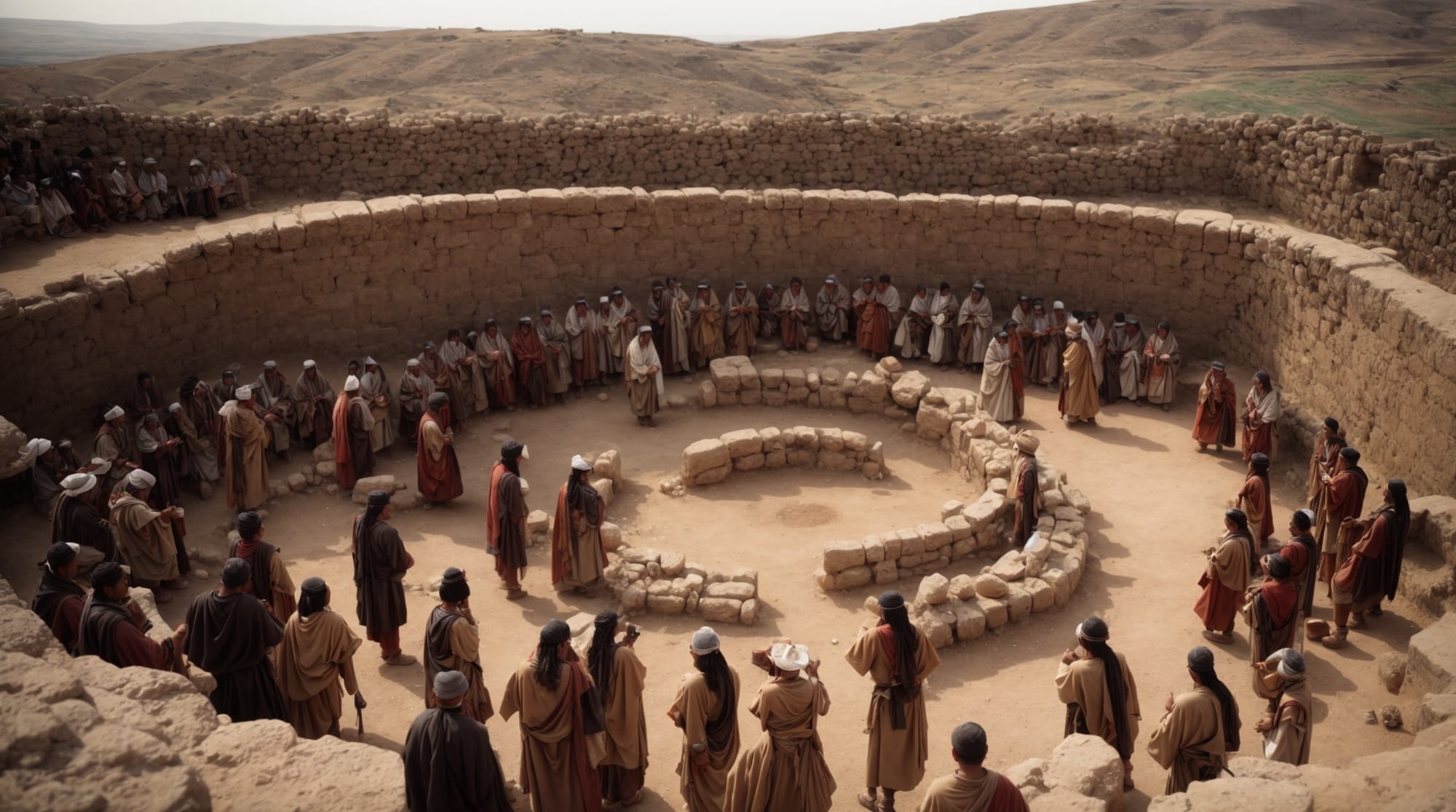 Reconstruction image of a ritual gathering at Gobekli Tepe