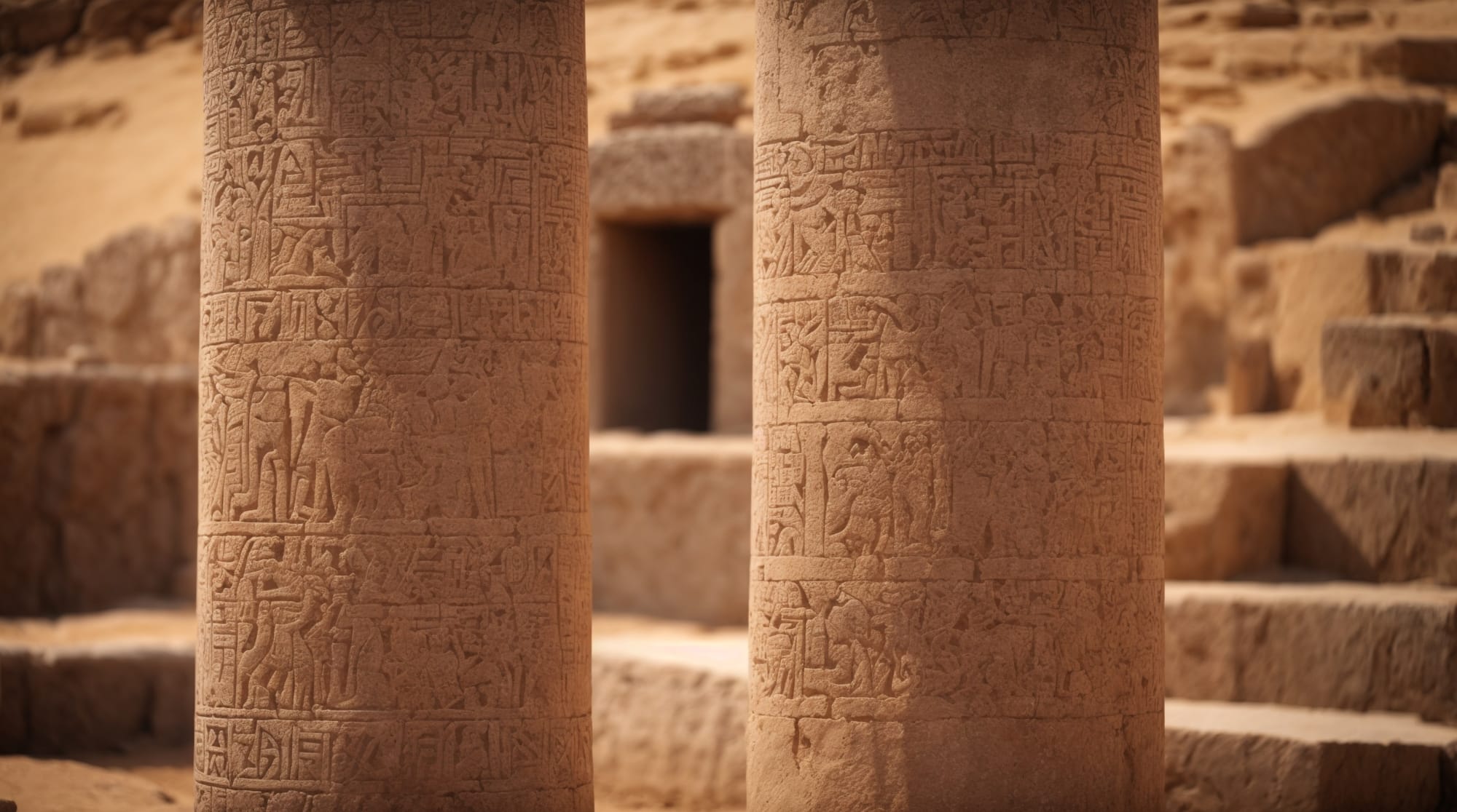 archaeological a detailed engraving on a stone pillar at Göbeklitepe, featuring animal motifs