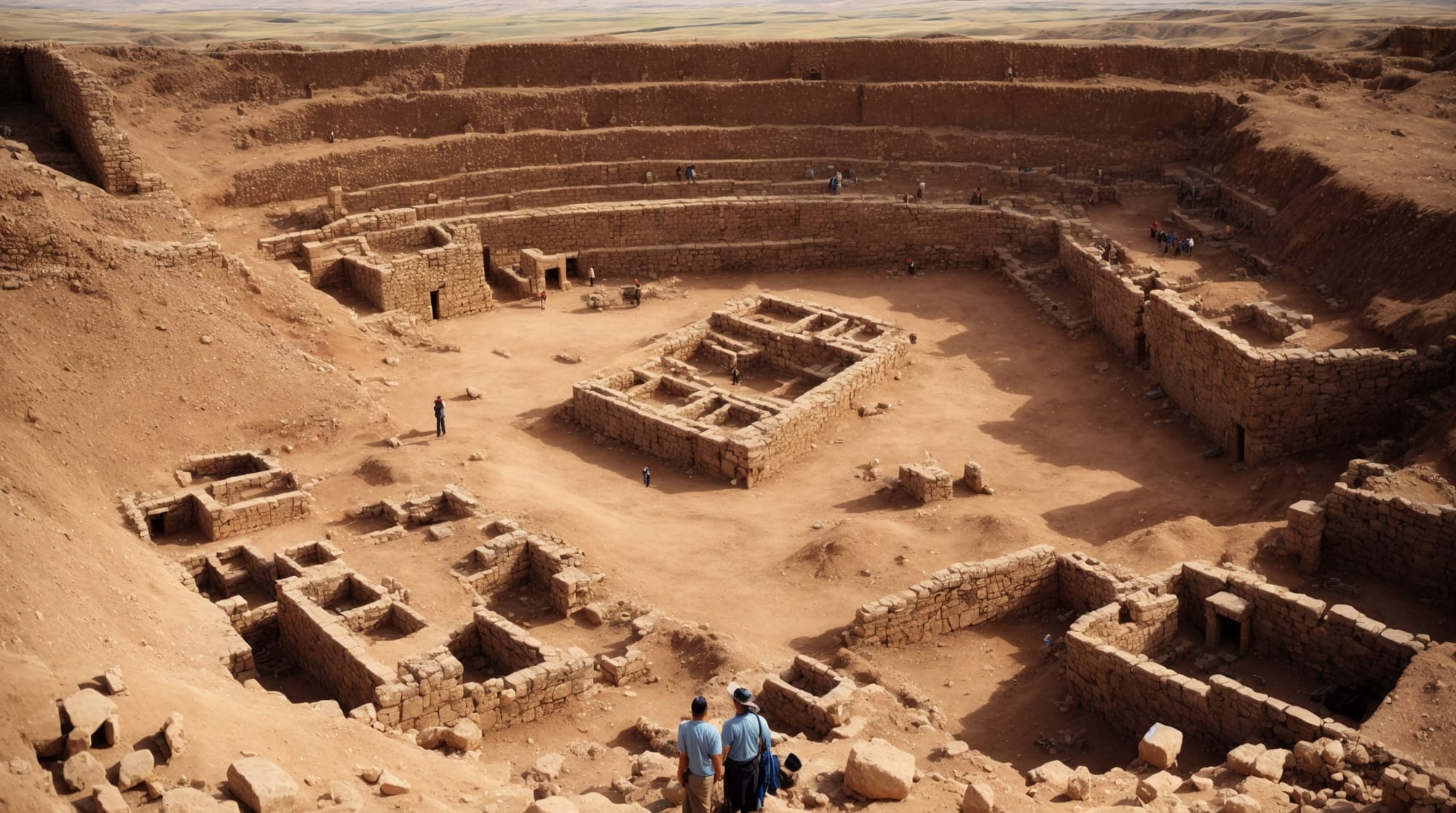 archaeological excavation Excavation site showing layers of artifacts at Gobekli Tepe