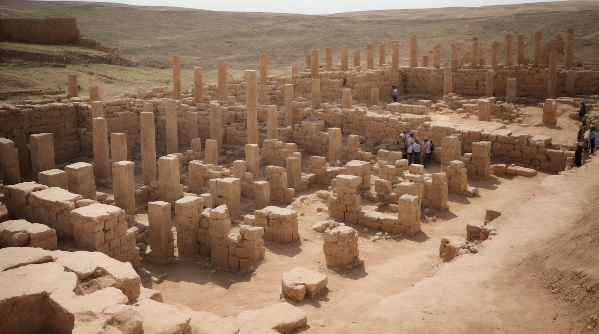 archaeological excavation Excavation site showing large gatherings of pillars at Göbeklitepe