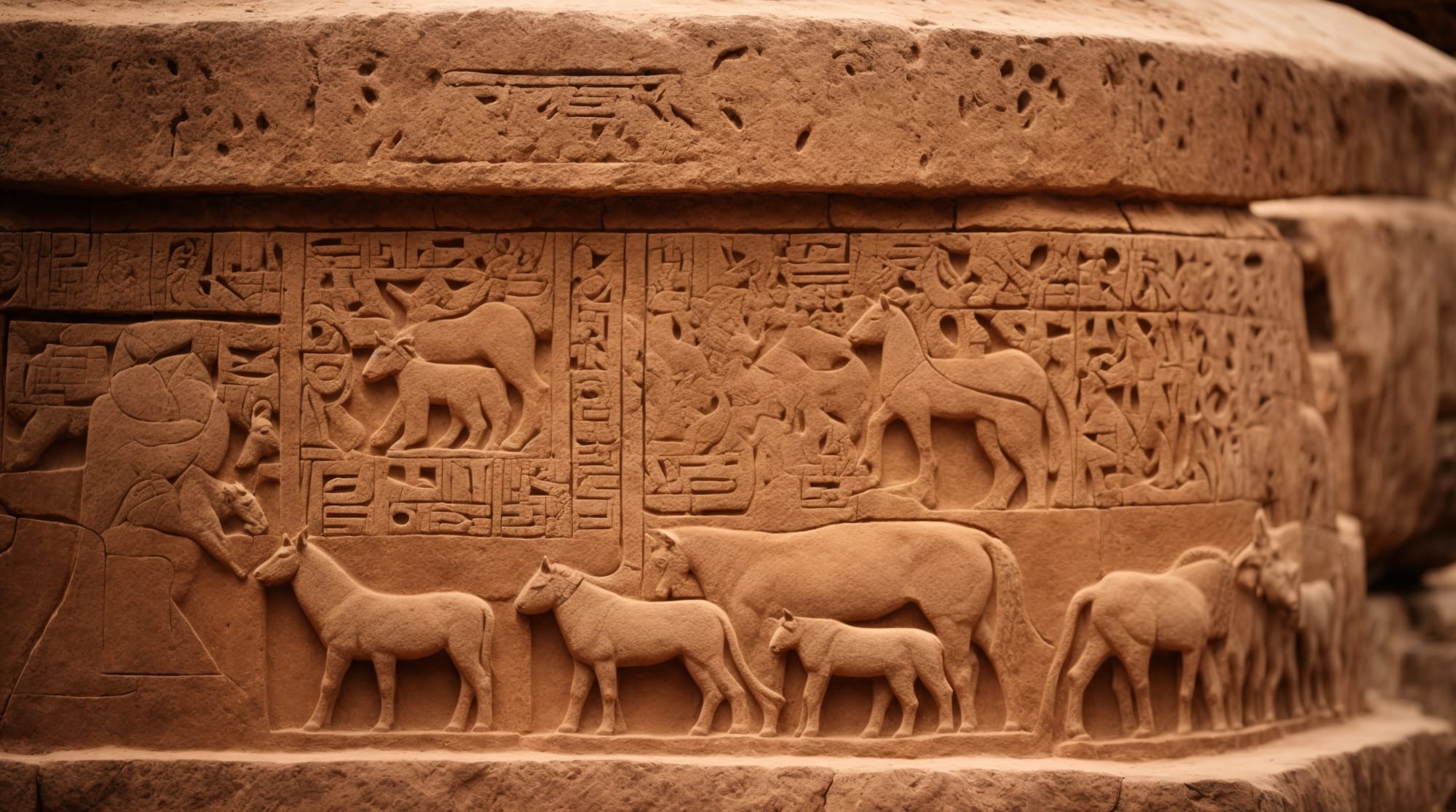 artistic expressions Close-up image of Göbeklitepe's ancient carvings depicting wild animals