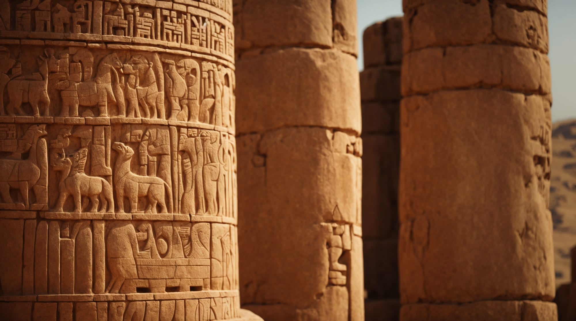 carvings close-up of carvings on Gobekli Tepe's pillars, featuring animal motifs