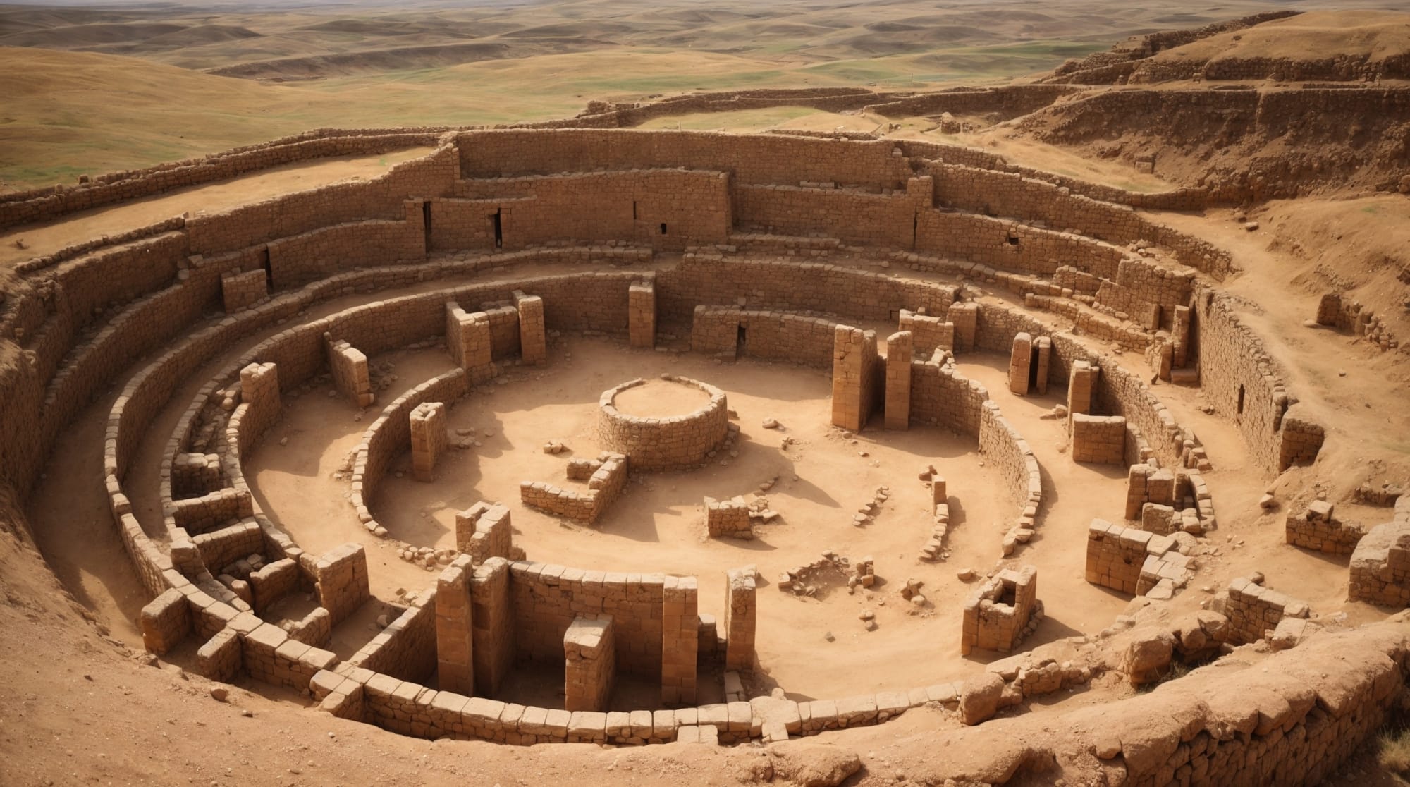 Gobekli Tepe Circular structures and carved pillars of Gobekli Tepe