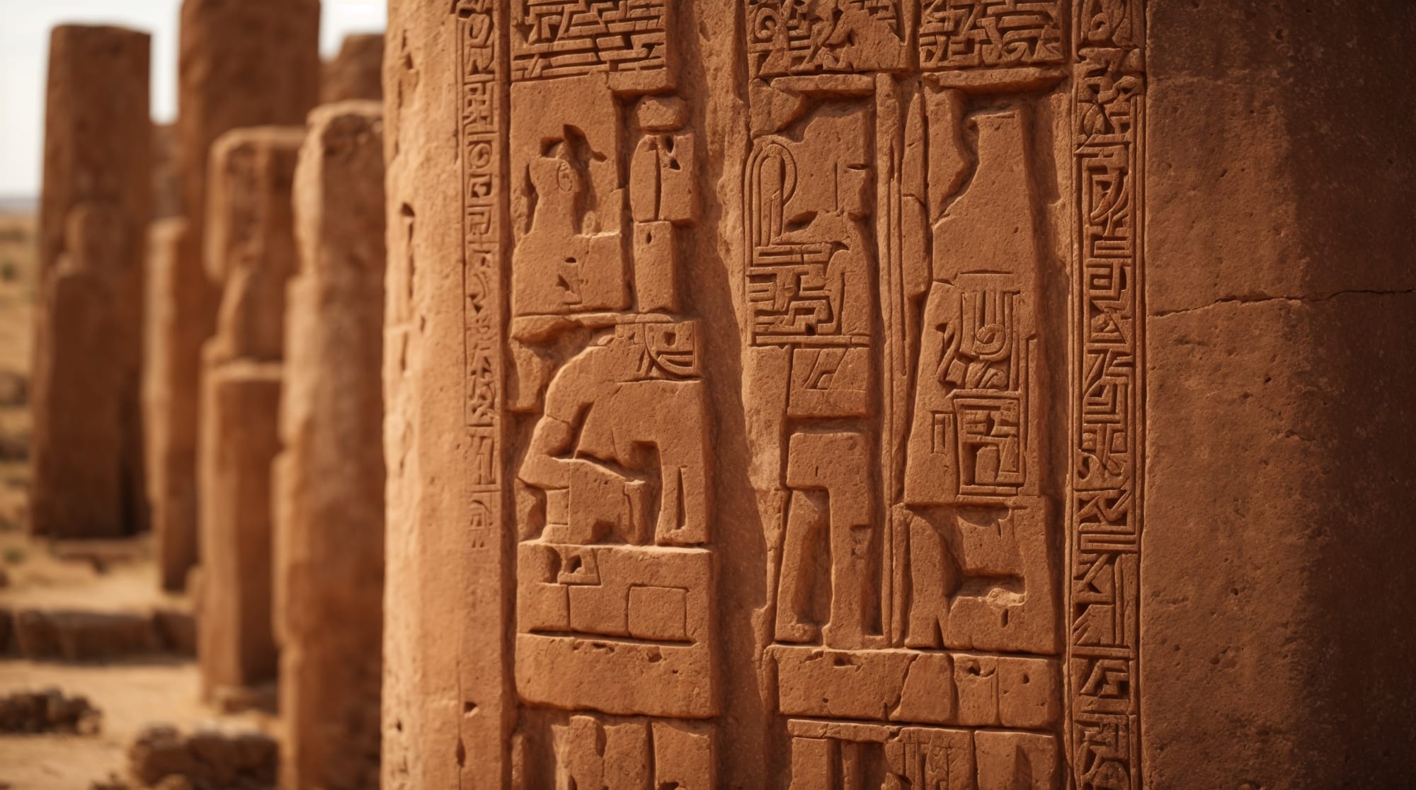 Gobekli Tepe carvings Close-up of a pillar at Gobekli Tepe, showing detailed animal carvings.