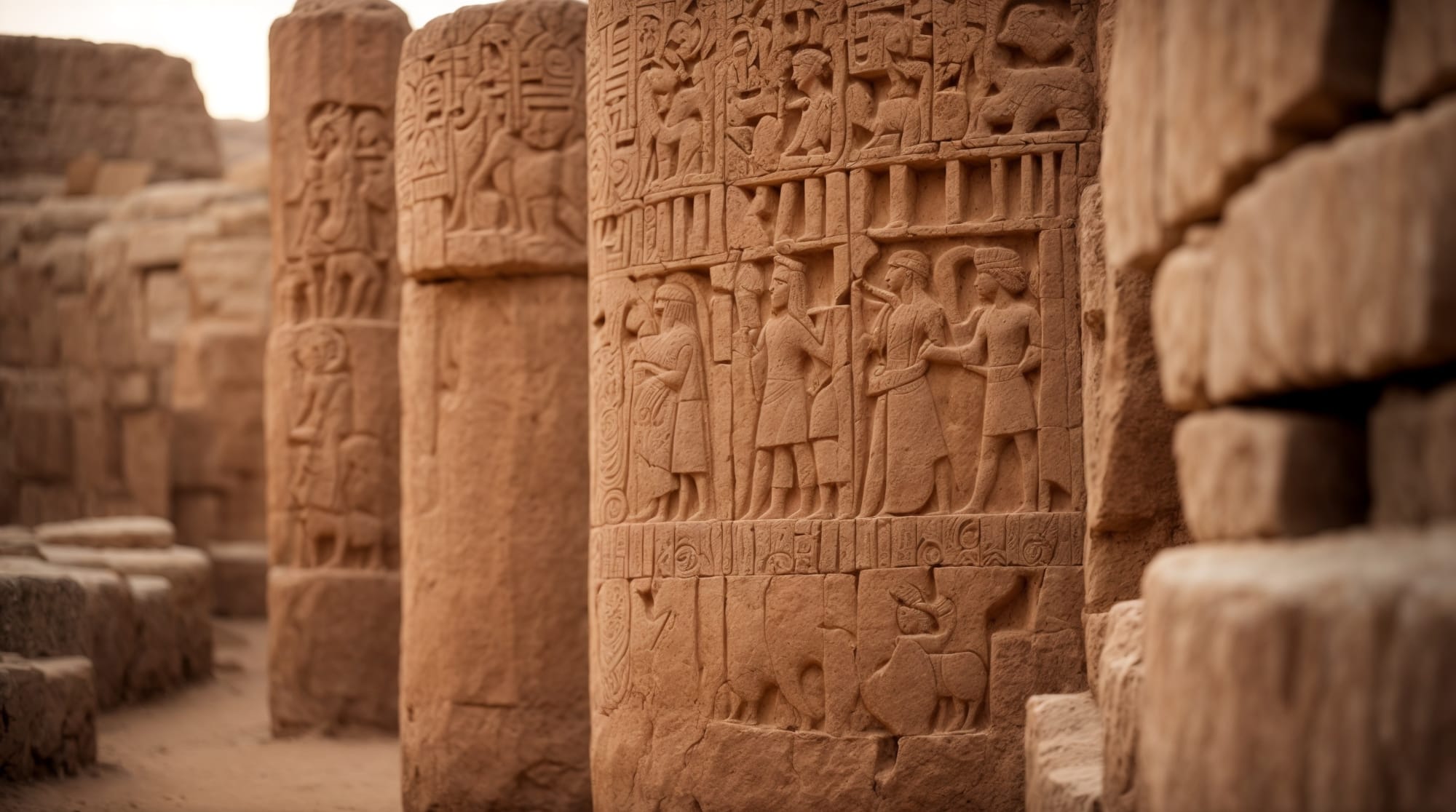Intricate carvings on Göbeklitepe's pillars showing animal reliefs