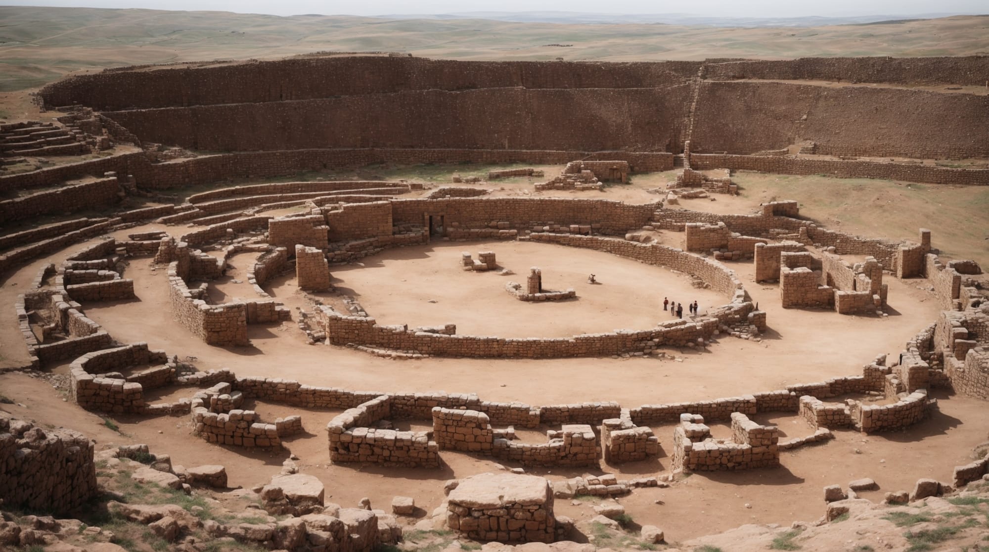 Göbeklitepe Overview of the circular stone arrangements at Göbeklitepe