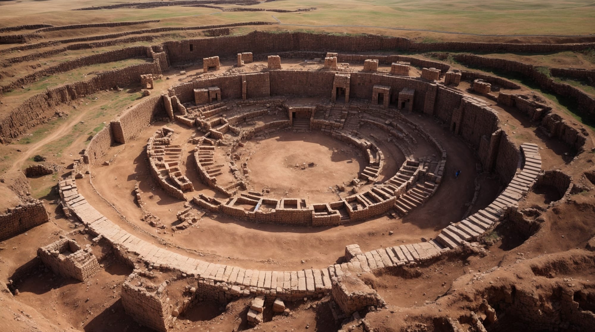 Göbeklitepe Aerial view of Göbeklitepe showing circular arrangements of pillars