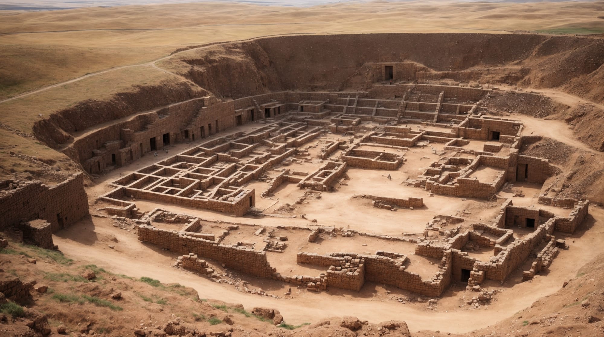 Göbeklitepe overview of Göbeklitepe site showing multiple excavation areas with visible stone structures