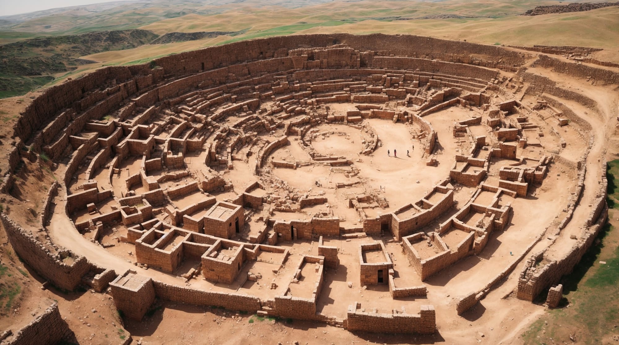 Göbeklitepe aerial view Aerial view of Göbeklitepe showing geographical layout and megalithic structures