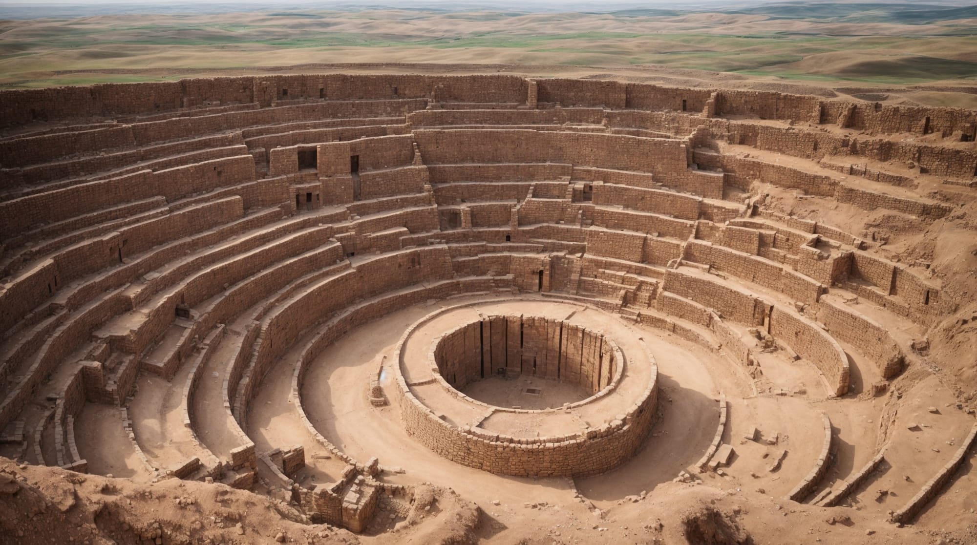 Göbeklitepe aerial view aerial view of Göbeklitepe showing layout of concentric structures
