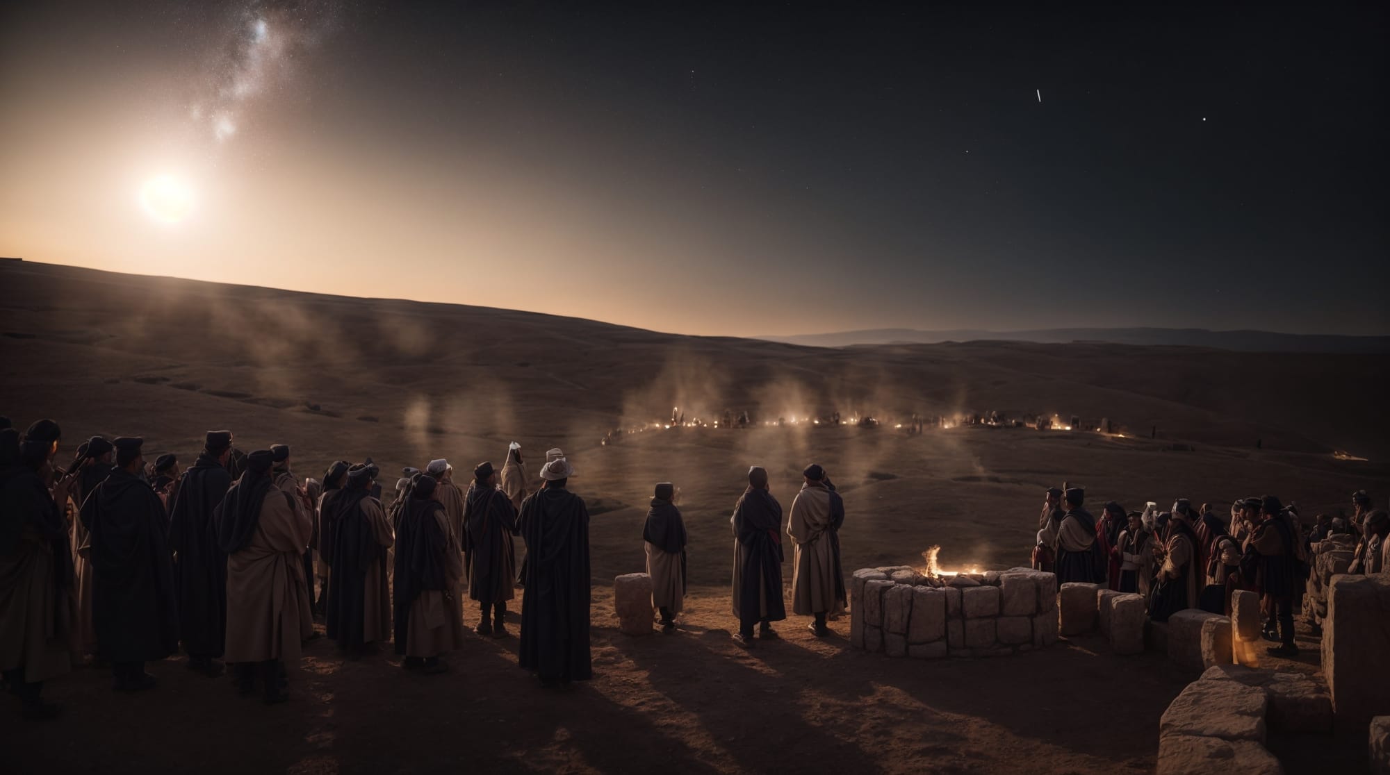 Göbeklitepe astronomy illustrative view of a ceremonial event happening at Göbeklitepe during an equinox