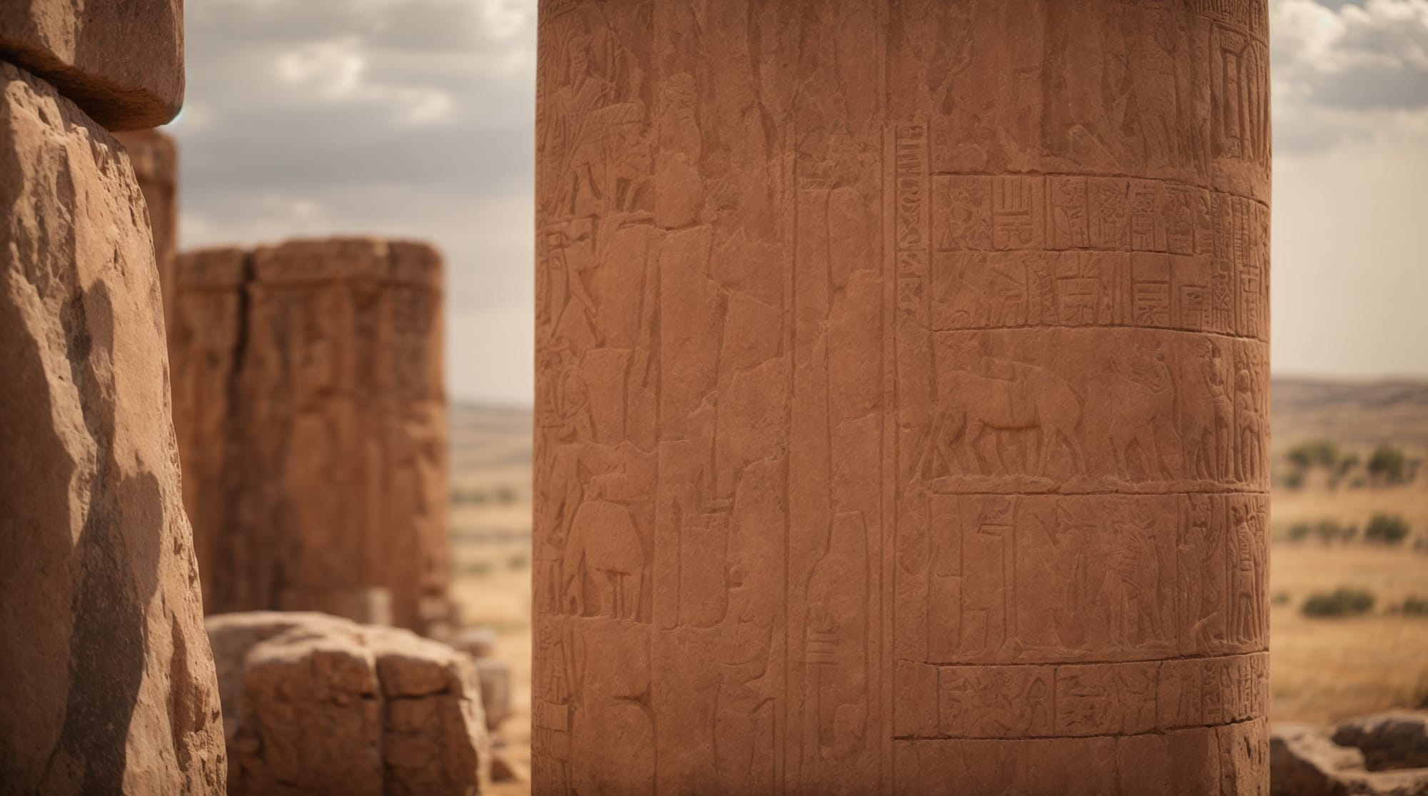 Göbeklitepe carved pillar Close-up of Göbeklitepe's carved pillar depicting wild animals