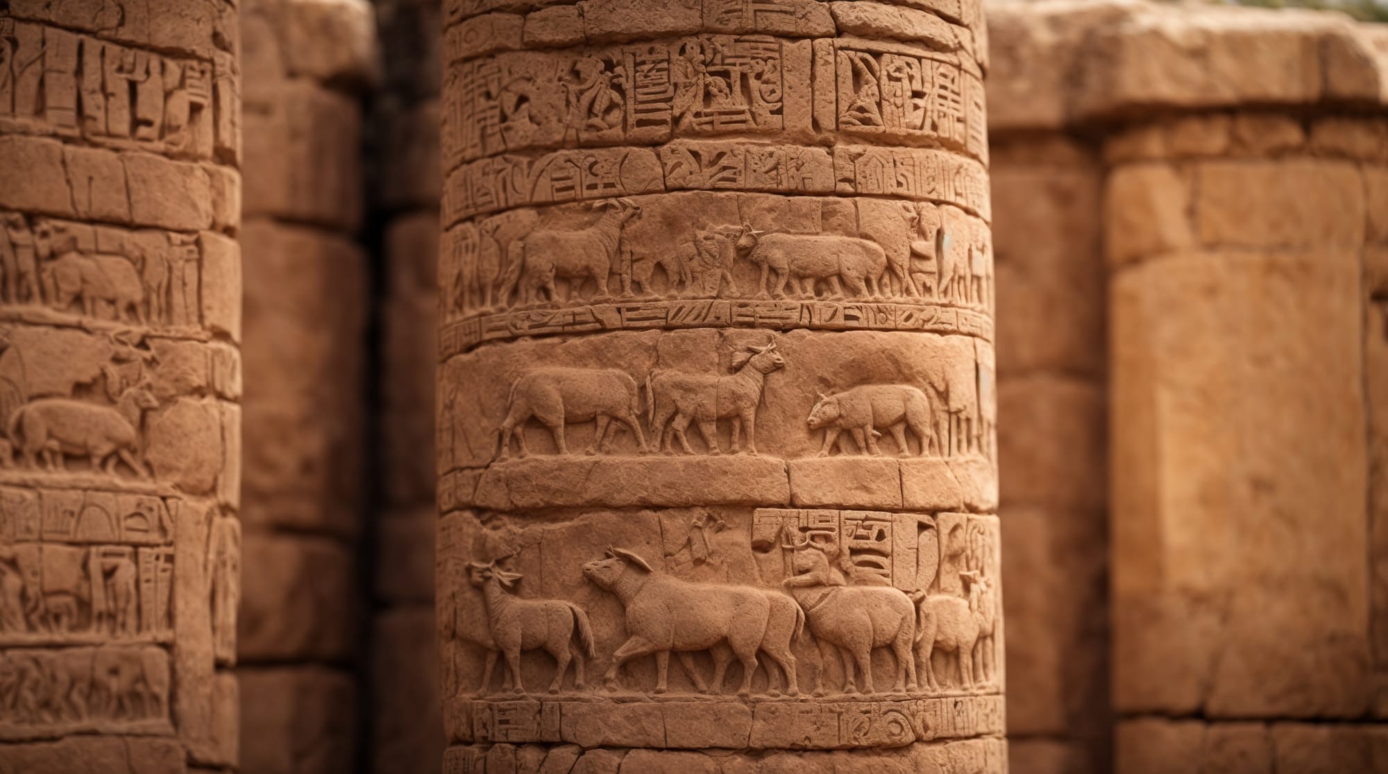 Close-up of the carvings on a pillar at Göbeklitepe, depicting a wild boar