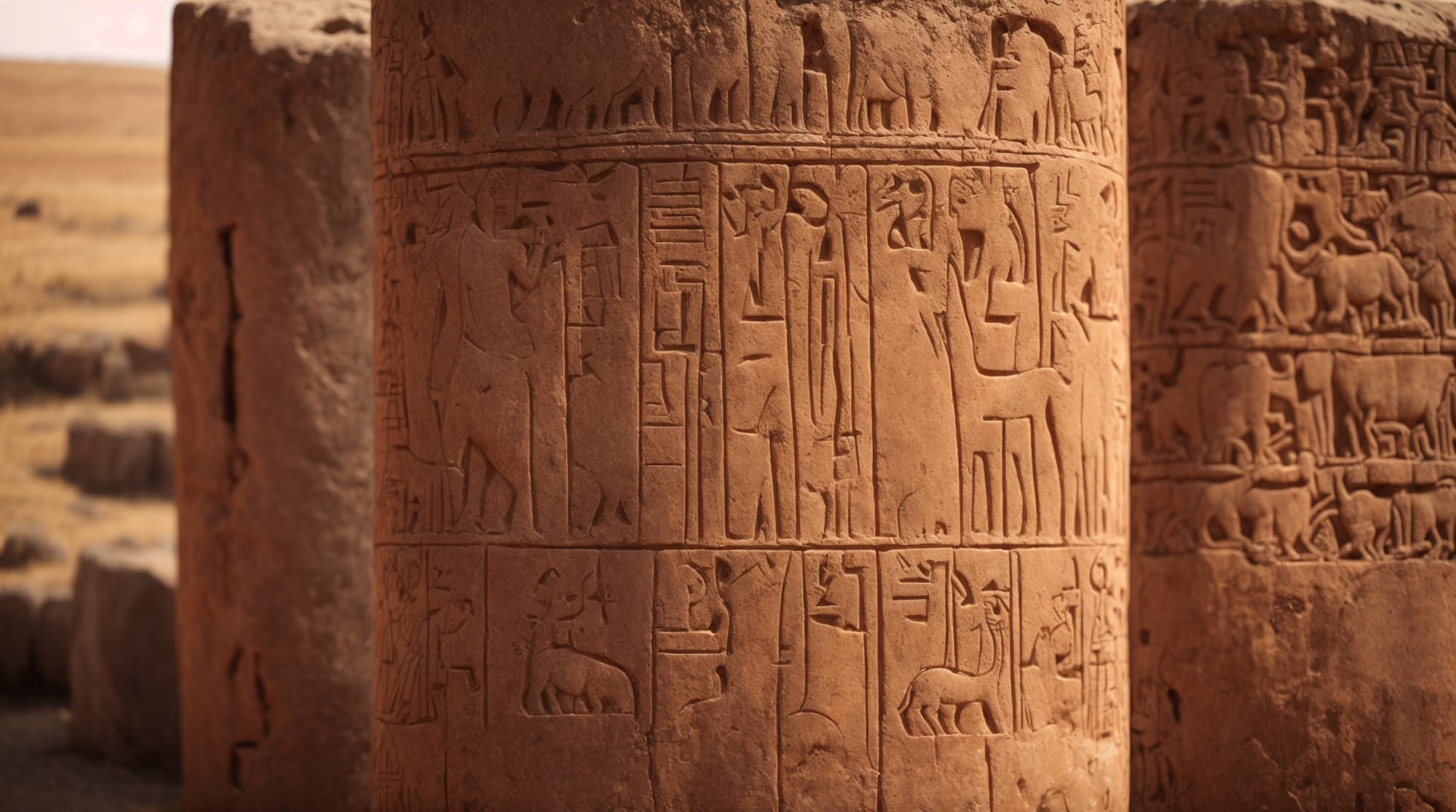 Göbeklitepe carvings Close-up of Göbeklitepe's pillar carvings depicting wild animals.