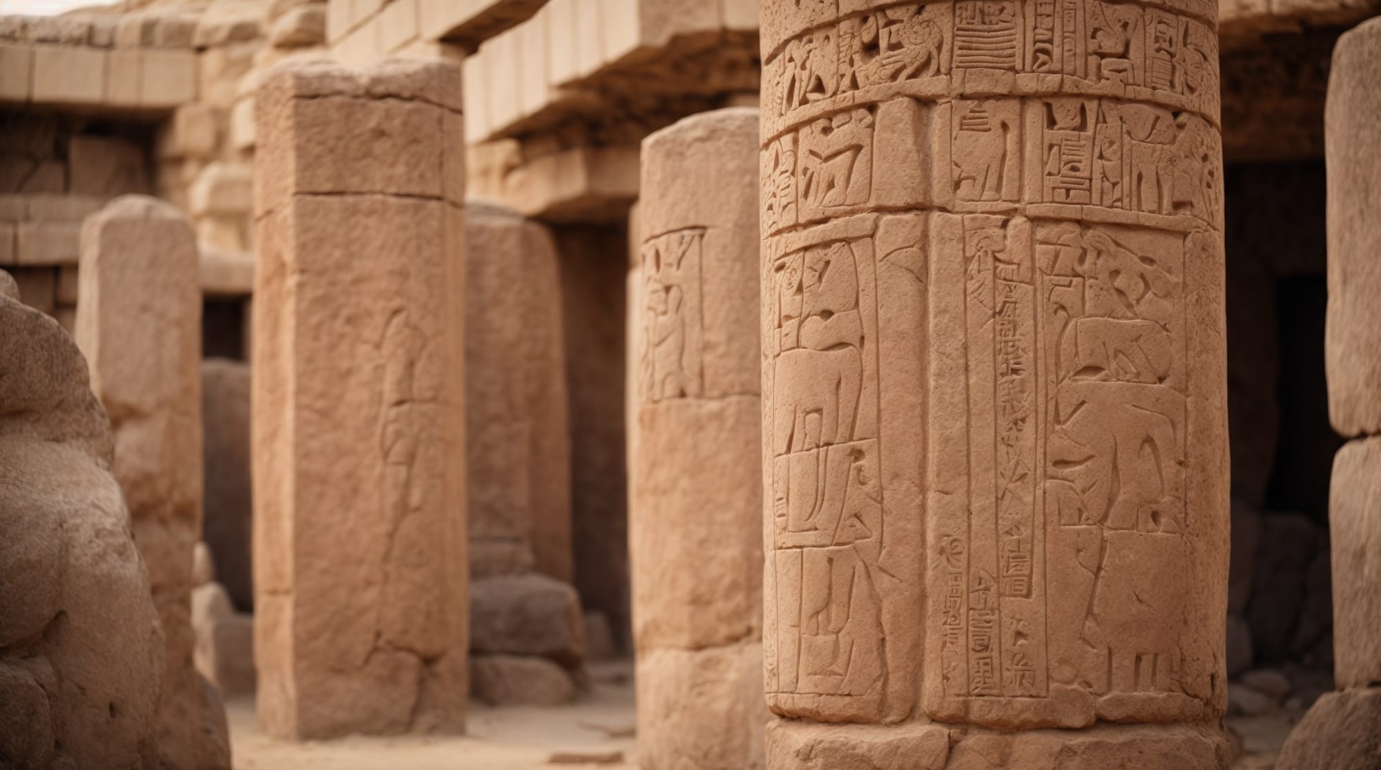 Göbeklitepe carvings Carvings on T-shaped pillars depicting wild animals
