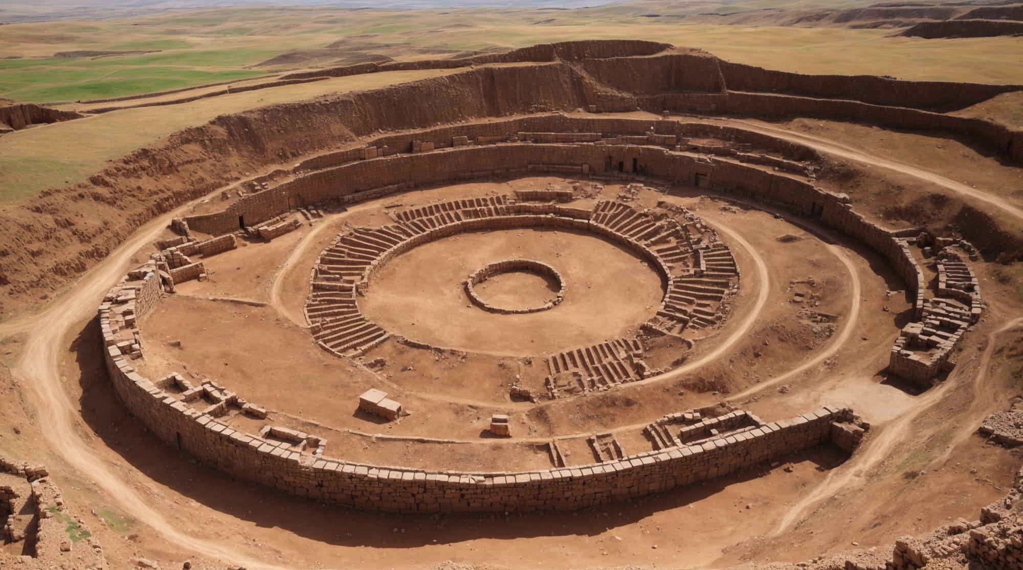 Göbeklitepe layout Overview of Göbeklitepe's site layout with visible stone circles