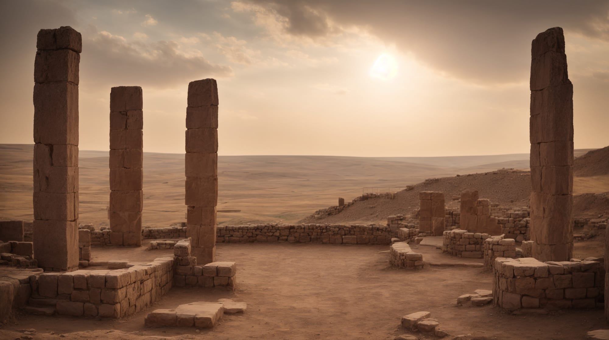 Göbeklitepe panorama A panoramic view of the Göbeklitepe site showing stone pillars