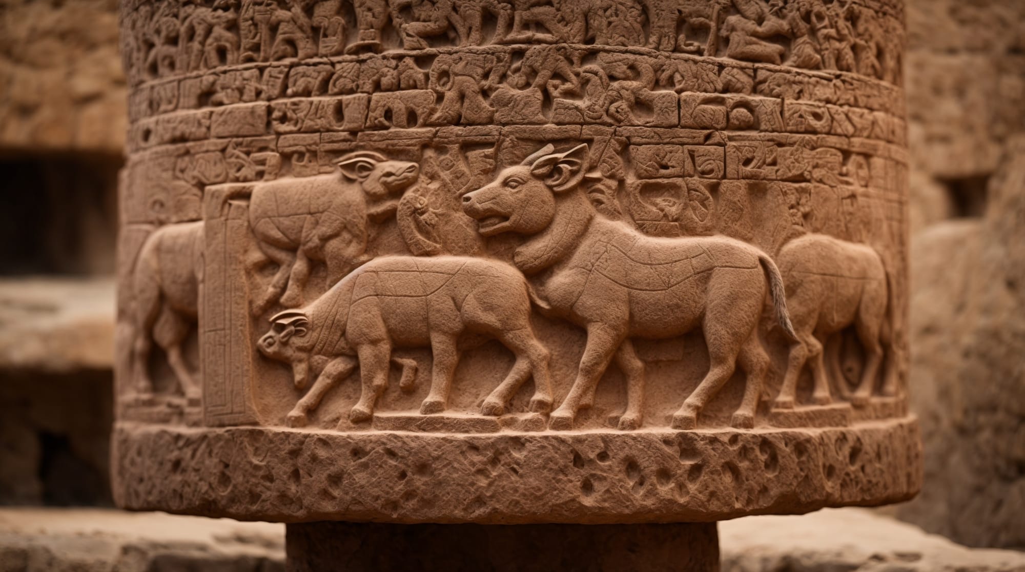 Göbeklitepe pillar carving Detailed carving on a T-shaped pillar at Göbeklitepe depicting a wild boar