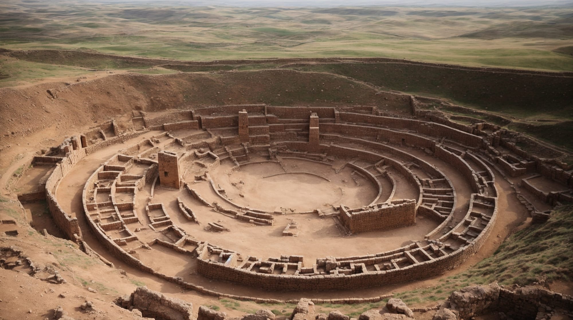 Göbeklitepe structures Overview of circular enclosures and pillars at Göbeklitepe