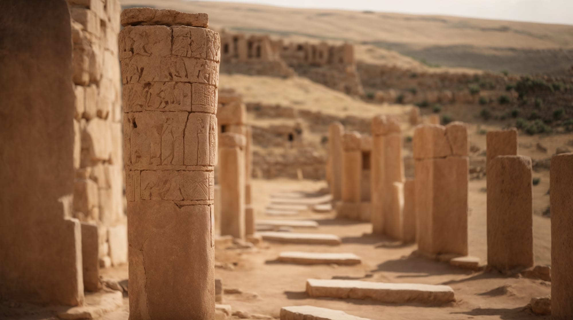 Intricate carvings of animals on T-shaped pillars at Göbeklitepe.