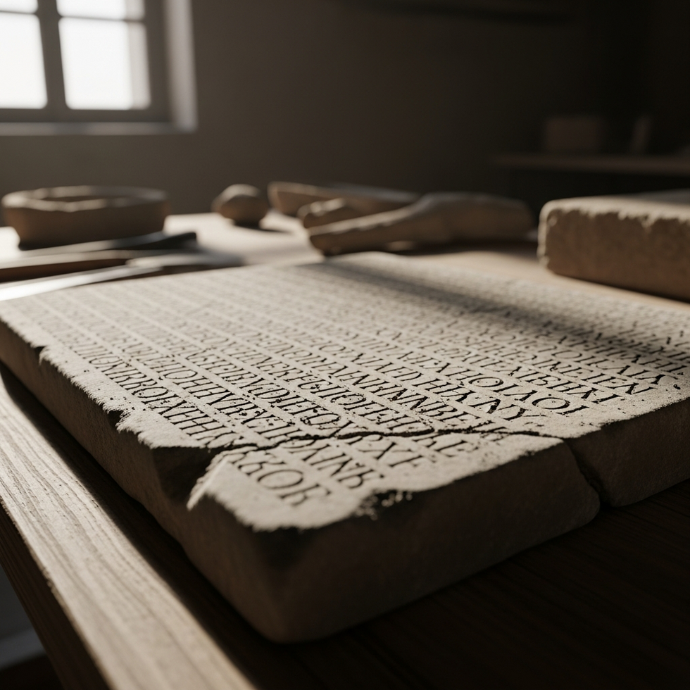 Placeholder for an image of a newly discovered ancient tablet with inscriptions, highlighting linguistic and religious insights.