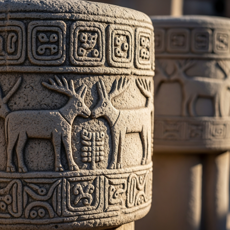 Gobeklitepe carvings close-up of carved reliefs on Gobeklitepe stone pillars showing animal motifs and abstract symbols