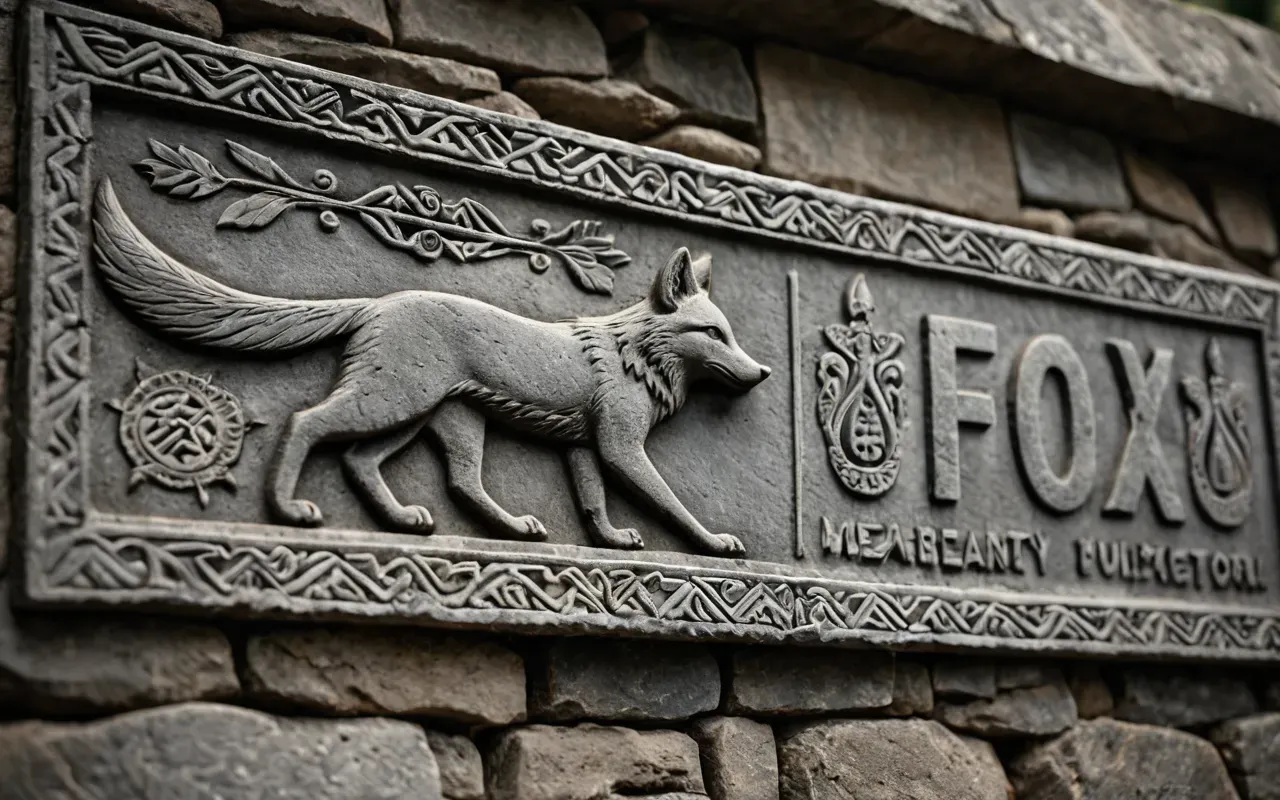 animal reliefs A close-up photo-realistic image of a weathered stone surface featuring intricate carvings of a stylized fox and a vulture, with soft natural lighting highlighting the texture and depth of the ancient Neolithic artwork.