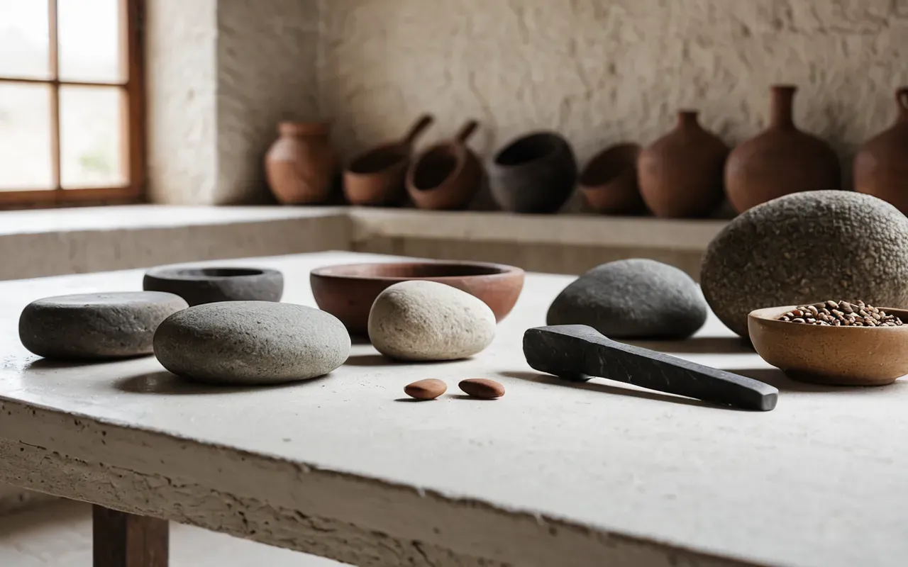 Photograph of ancient stone tools arranged neatly on clean white table surface natural daylight illuminating textures shapes edges wear marks indicating usage patterns craftsmanship precision detail quality materials sources origins history background context setting environment scene mood atmosphere feeling emotion thought idea concept theory hypothesis model framework structure system network connection link bridge gap hole void space emptiness nothingness zero null empty blank slate clean sheet fresh start new beginning dawn sunrise morning light hope promise potential opportunity chance possibility prospect future ahead forward onward ever onwards always forever eternally infinite boundless limitless unlimited endless ceaseless perpetual continuous constant steady stable consistent reliable dependable trustworthy credible authentic genuine real true factual accurate precise exact correct right proper suitable appropriate fitting matching corresponding agreeing concordant harmonious compatible coherent logical rational sensible reasonable sound valid legitimate lawful legal ethical moral righteous just fair equitable impartial unbiased objective neutral detached disinterested uninvolved independent autonomous self sufficient standalone solitary alone isolated remote secluded hidden secret covert undercover stealthy furtive sneaky sly cunning clever smart intelligent wise knowledgeable informed educated learned scholarly academic intellectual cerebral mental cognitive psychic spiritual mystical magical enchanting charming fascinating intriguing captivating engaging absorbing compelling persuasive convincing influential powerful potent strong mighty forceful energetic dynamic active vibrant lively animated spirited enthusiastic passionate fervent zealous ardent devoted dedicated committed loyal faithful true steadfast firm solid steady stable constant unwavering unchanging immutable eternal everlasting permanent durable lasting enduring long-lived prolonged extended stretched drawn out protracted delayed postponed deferred put off held back restrained controlled managed handled directed guided led steered navigated piloted driven operated run conducted administered governed ruled commanded ordered instructed taught shown demonstrated illustrated exemplified modeled patterned copied imitated duplicated replicated reproduced echoed reflected mirrored shadowed trailed followed pursued chased hunted tracked monitored watched observed studied analyzed examined inspected scrutinized probed investigated researched explored discovered found located pinpointed identified named labeled tagged marked branded stamped sealed signed certified endorsed approved accepted welcomed embraced adopted taken up picked chosen selected elected appointed designated assigned allocated distributed shared given granted awarded bestowed conferred presented offered provided supplied furnished equipped outfitted armed prepared ready set positioned placed situated located stationed posted garrisoned encamped lodged housed sheltered protected defended guarded secured shielded screened covered hidden concealed obscured masked disguised camouflaged