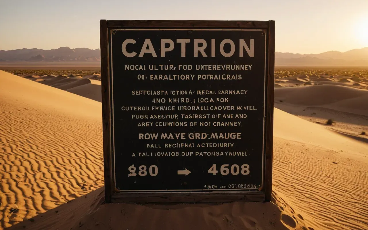 A vast desert landscape with a subtle underground tunnel entrance visible at the base of sand dunes under warm golden hour lighting.