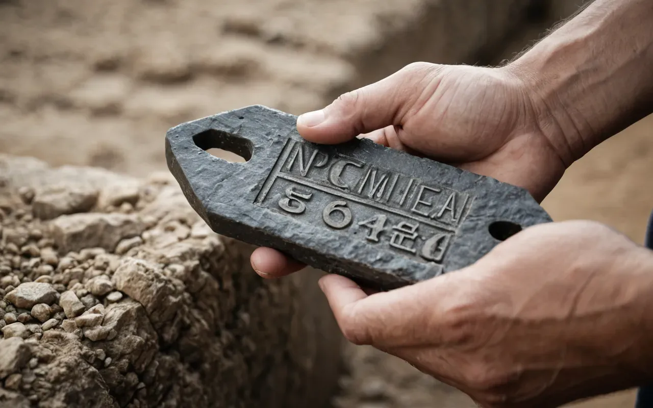 prehistoric labor cost Close-up of hands holding a rough limestone tool against a blurred background of natural earth tones and soft morning light with shallow depth of field and warm color grading